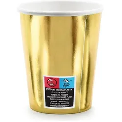 Partydeco, Einweggeschirr, Paper cups 50th Birthday, gold, 220ml (1 pkt / 6 pc.)
