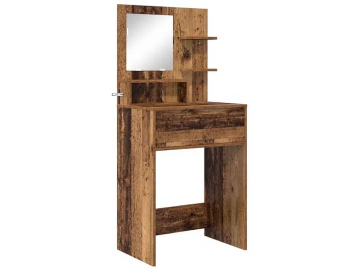HNSMFPRE Schminktisch für Schlafzimmer, aus Holz, antikes Holz Schlichtes rechteckiges Design, kugelgelagerte Schubladen, Regale, Kosmetikaufbewahrung, 2-Personen-Montage, Wartung
