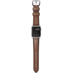 Nomad Traditional Strap (44 mm, Leder), Uhrenarmband, Braun, Silber