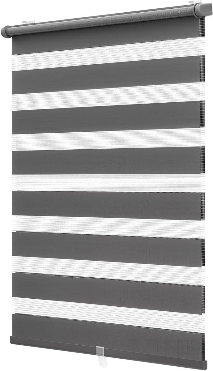 Dubbel rolgordijn Duo Day and Night in donkergrijs met klembevestiging, 115 x 210 cm