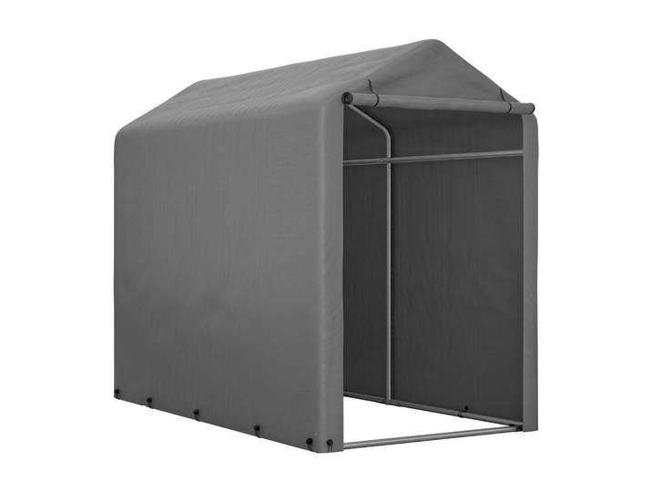 Gisaae Gerätehaus Fahrradgarage & Geräteschuppen, Reißverschlusstür Lagerzelt, Silberfarben, Metall, 100x160x187 cm, Gartenzubehör, Fahrradgaragen