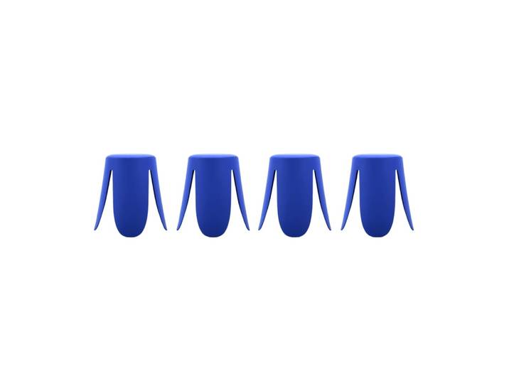 Set de 4 tabourets empilables simili cuir bleu