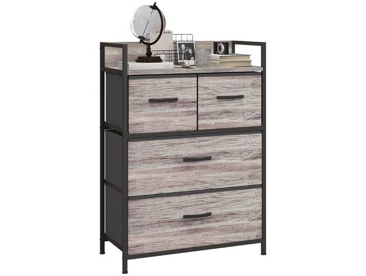 CollaHausse Commode 4 Tiroirs Pliables Industrielle Grise avec Étagère Ouverte