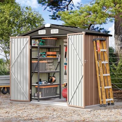 AOXUN 8' x 6' Metal Shed Outdoor Storage Shed With Subfloor Channels ,Lockable Doors, Vents