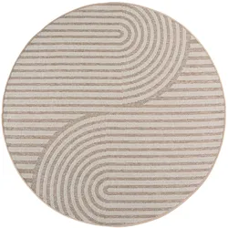 Teppich Outdoor Boho-Bögen Wetterfest Waschbar Strapazierfähig Balkon Terrasse Beige 80x80 OEKO-TEX – VENTOUX von Kadima Design
