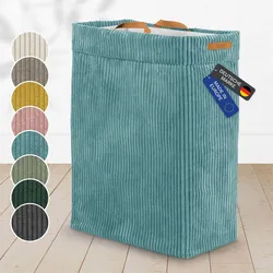 Lycce Wäschekorb Cord – Nischenwäschekorb   platzsparend & praktisch   waschbare Bezüge   faltbarer Wäschesammler   Schlafzimmer, Kinderzimmer & Badezimmer