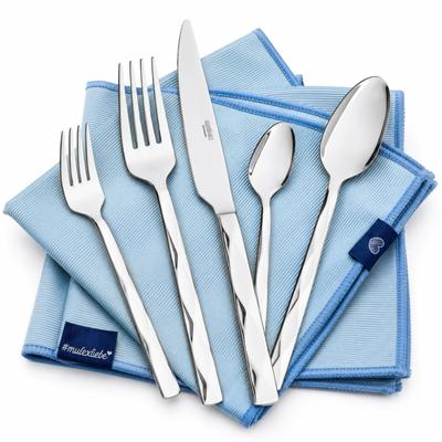 Besteck-Set MULEX "Vicenza, Besteckset mit 3 Multifunktionstüchern", edelstahl, 63, Edelstahl 18/0, Essbesteck-Sets, Facetten-Design mit edler Haptik und zeitloser Eleganz
