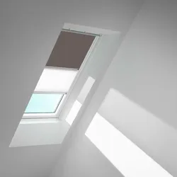 VELUX Verdunkelungsrollo Duo DFD Taupe/Weiß 4577, M04, Aluminiumschiene,GGU,Manuell,VELUX
