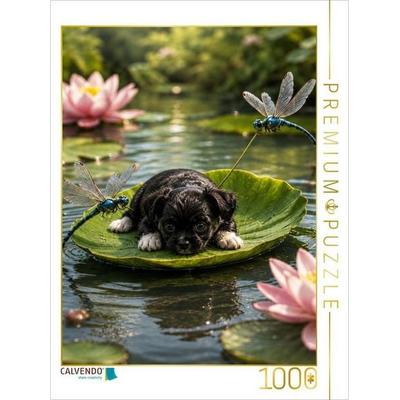 CALVENDO Puzzle Auf großer Fahrt im Seerosenteich | 1000 Teile Lege-Größe 64x48cm Foto-Puzzle für glückliche Stunden