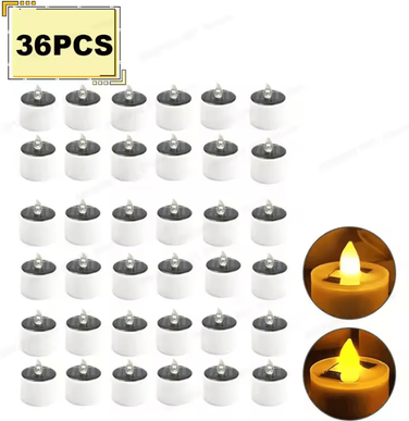 Inspire Curations Solar Tea Light Candles Waterproof Flameless LED Outdoor Lights 36pcs yellowlight
