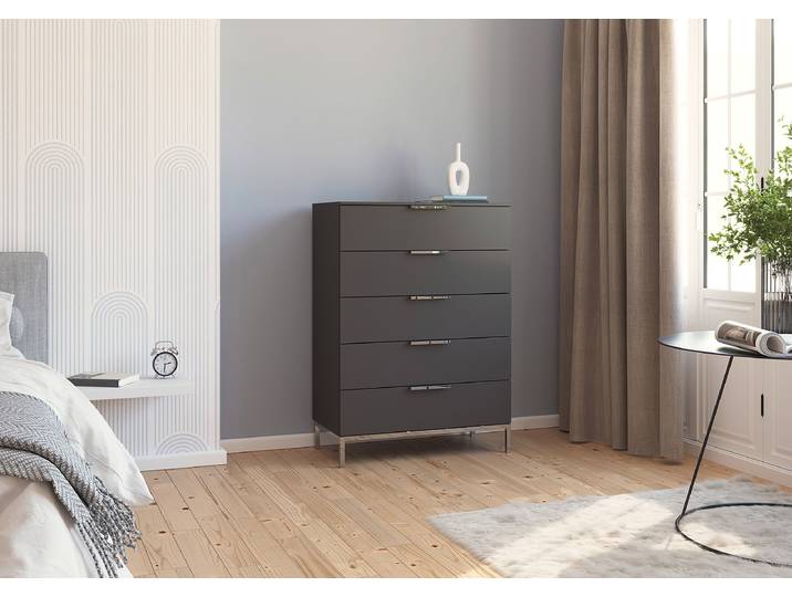Commode Flipp avec piètement 80cm Noir/Gris/Chrome