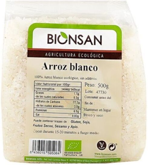 Bionsan Arroz Redondo Branco Ecológico 500g