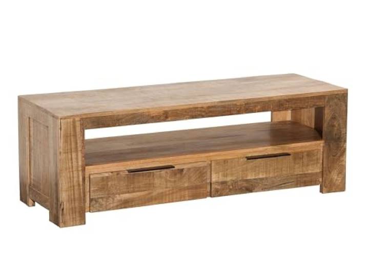 Licht-Erlebnisse TV Lowboard 130 cm breit großes Fach 2 Schubladen Massivholz Handarbeit Fernsehschrank TV-Board Wohnzimmer