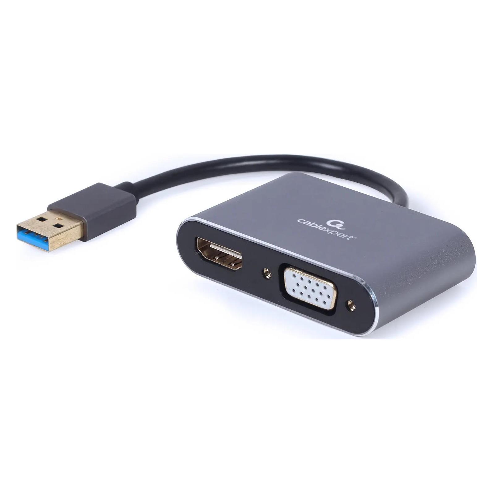 Gembird CableXpert USB-auf-HDMI+VGA-Display-Adapter, Spacegrau (A-USB3-HDMIVGA-01)