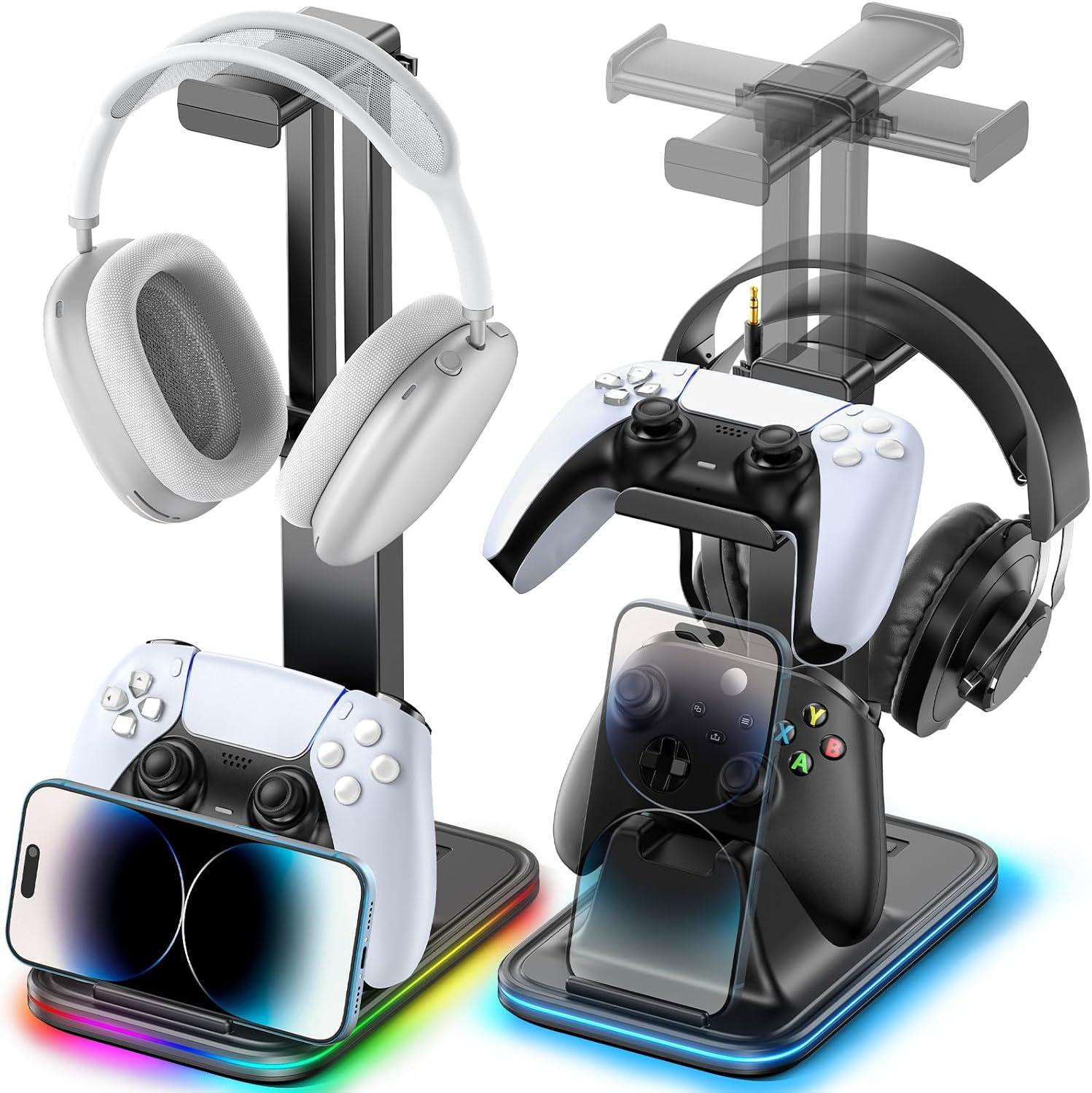 Verstelbare hoofdtelefoonhouder met houder voor telefoon en controller voor gaming accessoires