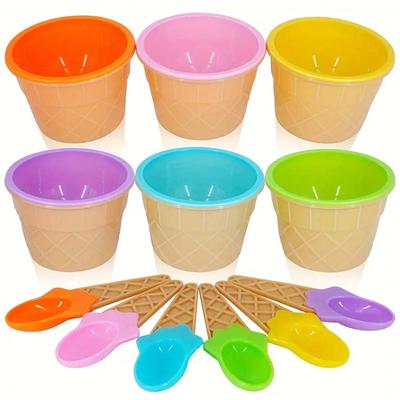The Handy Homestead Kids Reusable Ice Cream Bowl Set With Cone Spoons Kids Reusable Ice Cream Bowl Set With Cone Spoons