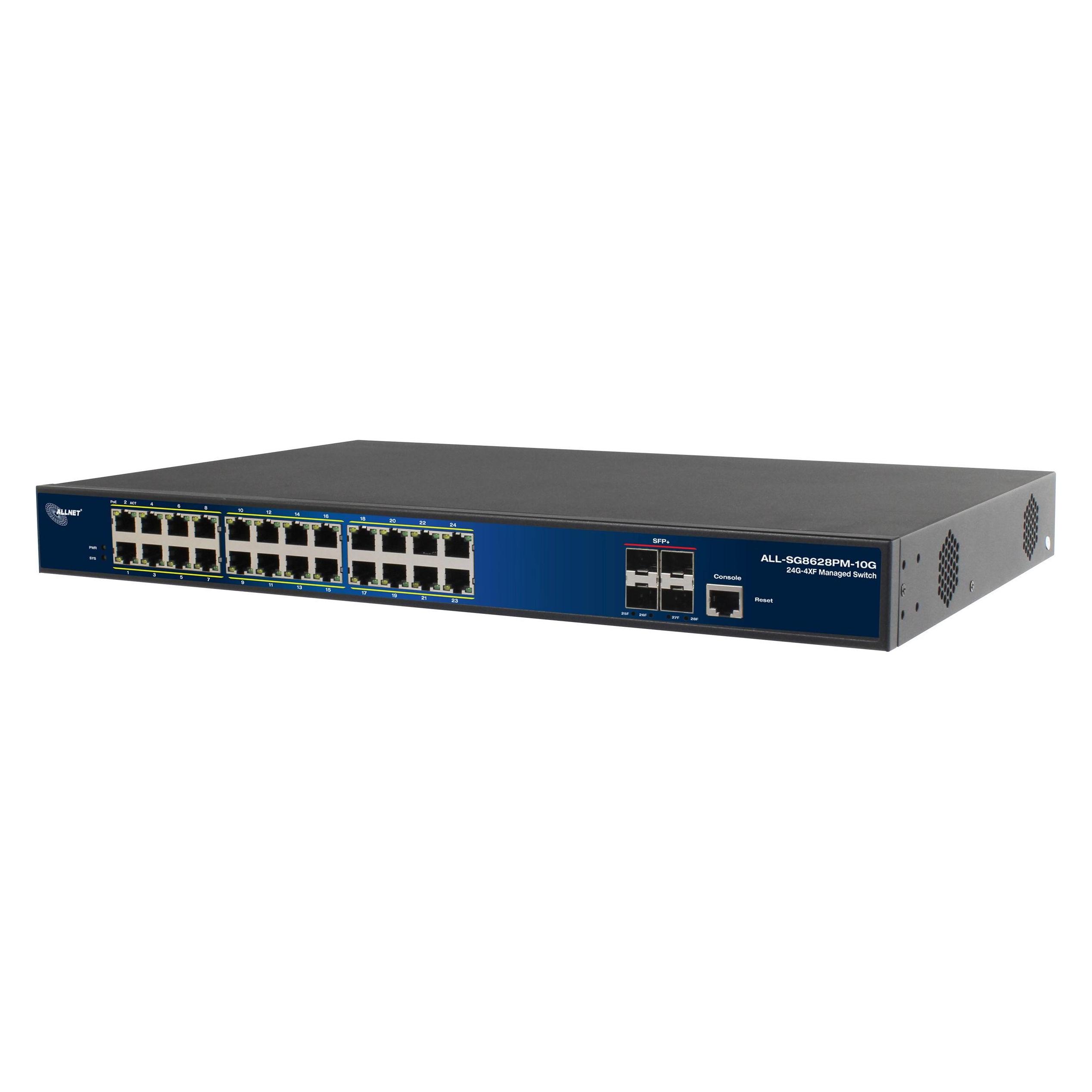 Allnet Switch full managed Layer2+ 24 Port &bull 24x GbE &bull PoE Budget 370W &bull 24x PoE at &bul (24 Ports) (ALL-SG8628PMJ-10G)