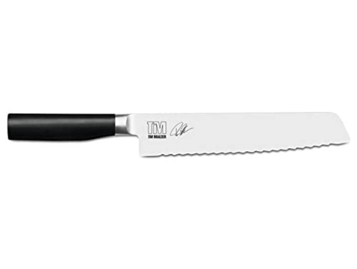 KAI Tim Mälzer Kamagata japanisches Brotmesser 23,0 cm Klingenlänge - rostfreier 4116 Edelstahl geschmiedet - 56 (±1) HRC - polierter POM Griff - Universalmesser mit Welle - Made in Japan