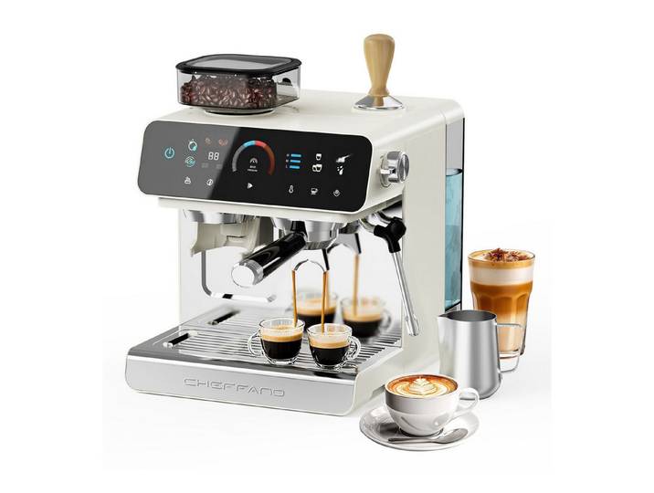 CHEFFANO Espressomaschine mit integriertem Mahlwerk, 20 Bar und 19 Mahlgradstufen