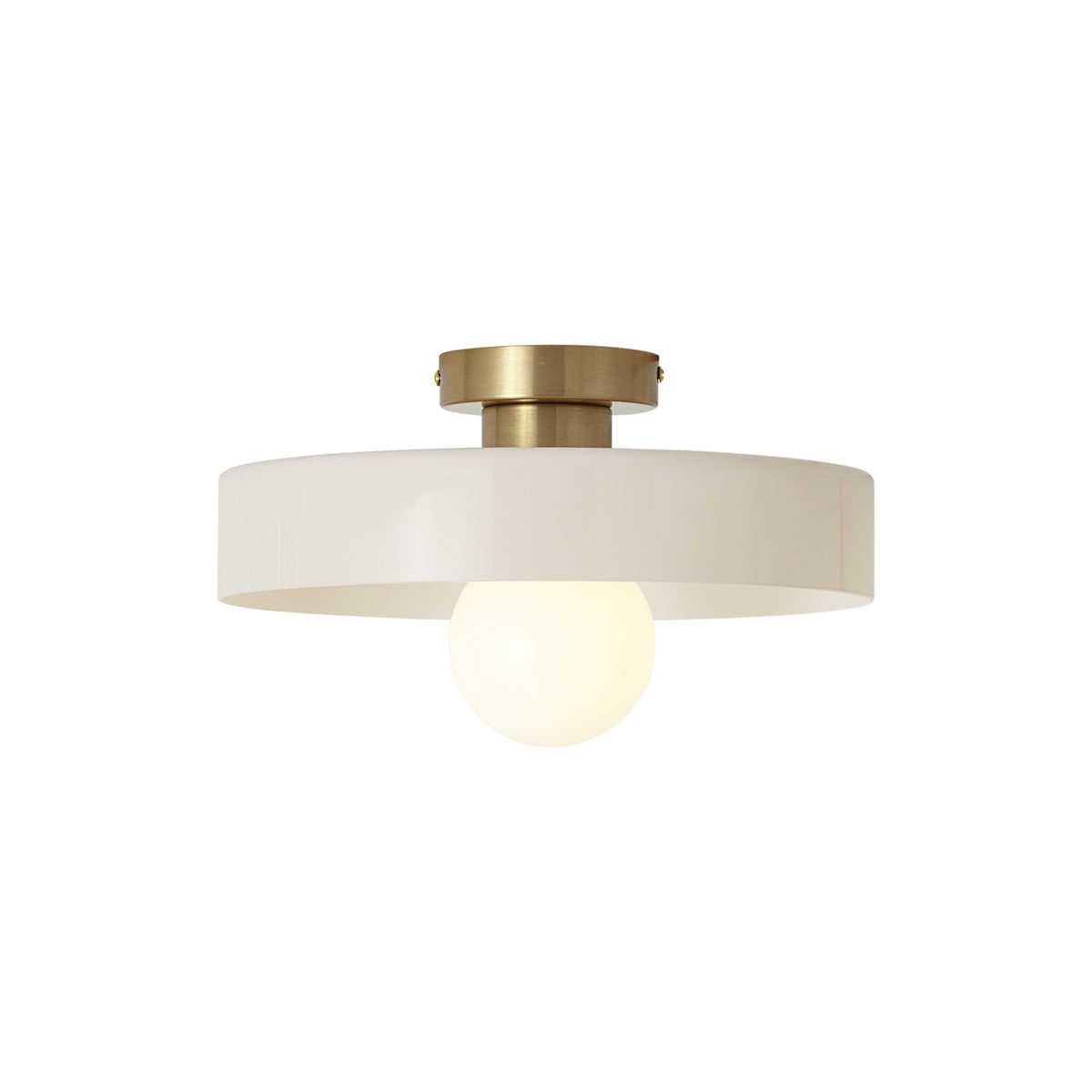 Qazqa Retro plafondlamp brons met beige glas