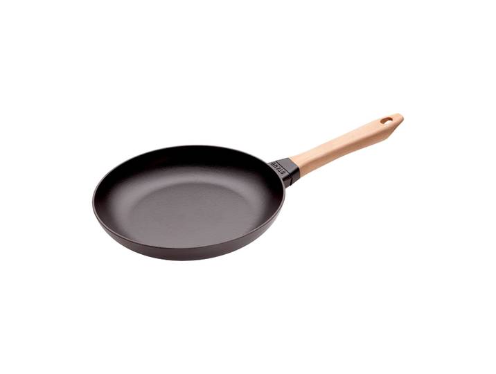STAUB Staub gietijzeren koekenpan zwart licht houten handvat Ø26 cm