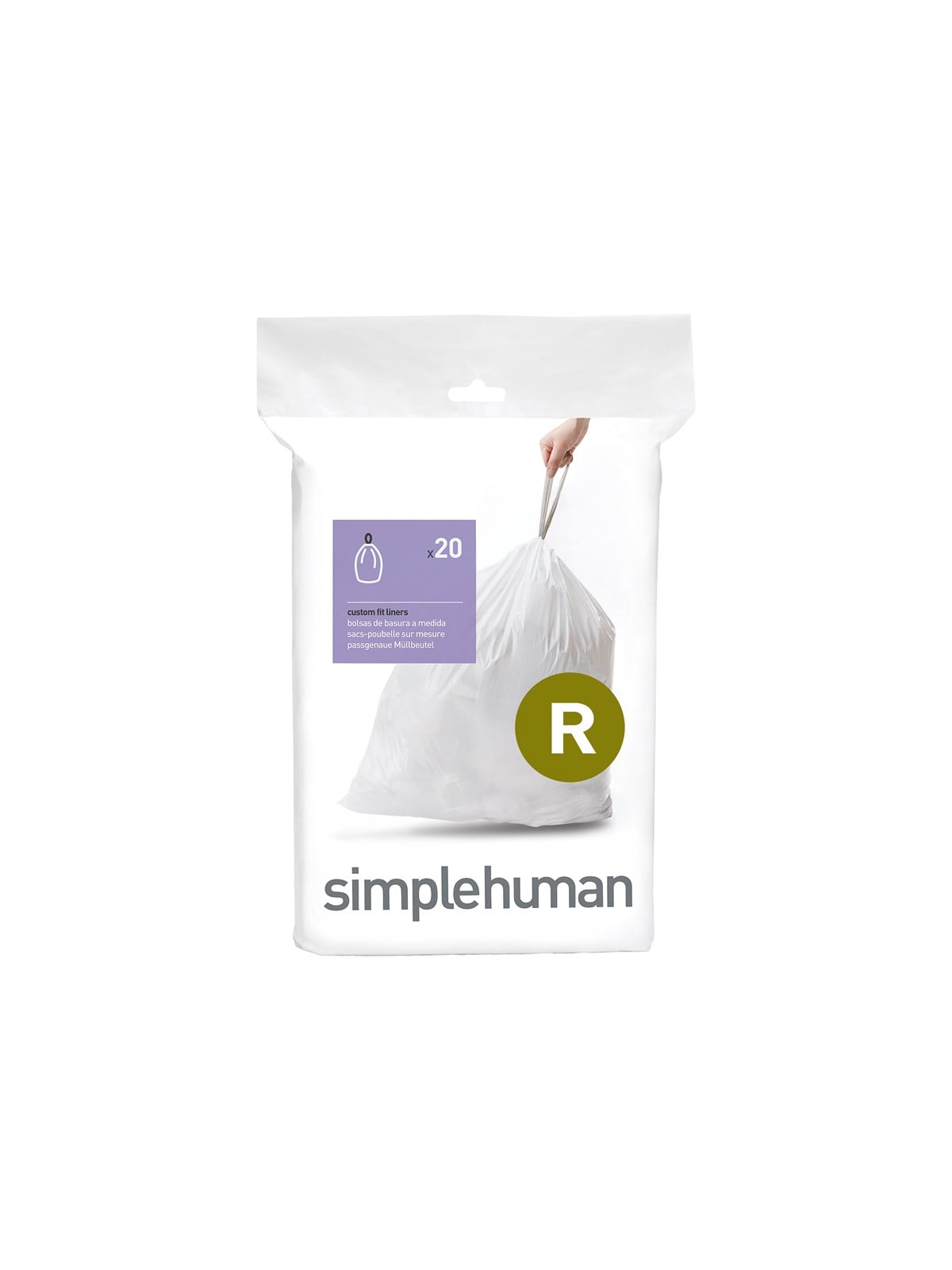 Simplehuman Code R maßgeschneiderte Müllbeutel, Packung mit 20, weiß