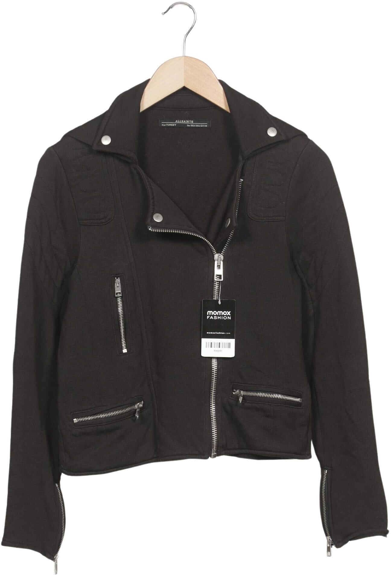 All Saints Damen Kapuzenpullover, Schwarz, Gr. EU 34, Baumwolle / Modal - Second Hand