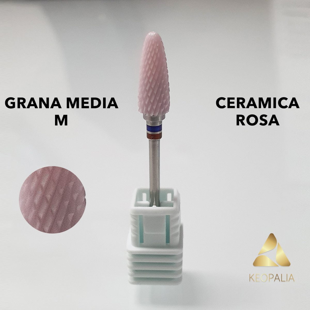 Punta in Ceramica Media Rosa Pink Universale per Fresa Manicure e Ricostruzione Unghie