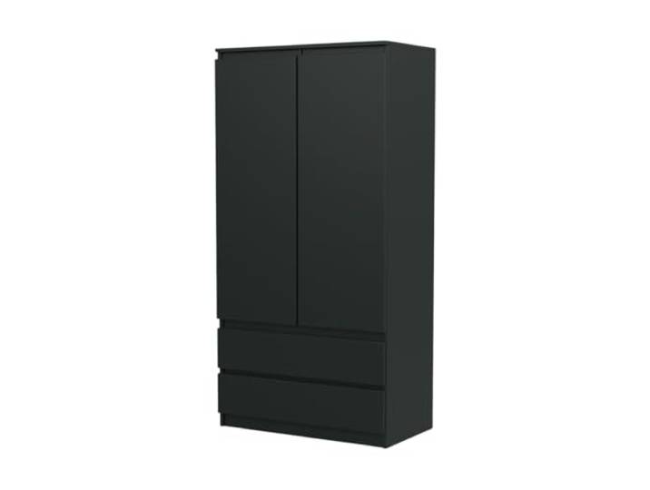 VBChome Kleiderschrank 90x50x180 cm 2 Türen 2 Schubladen 4 Einlegeböden Kleiderstange Schwarz