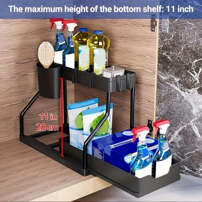 Inspired Living SpaceMax 2 Tier Under Sink Organizer With Pull Out Drawer black A
