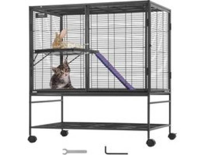 VEVOR 39 rollender Frettchenkäfig aus Eisen, großer 2-stöckiger Käfig, Kleintierkäfig mit Rampen und Tablett, einfach aufzubauen für Hausratten, Hamster, Meerschweinchen, Chinchillas
