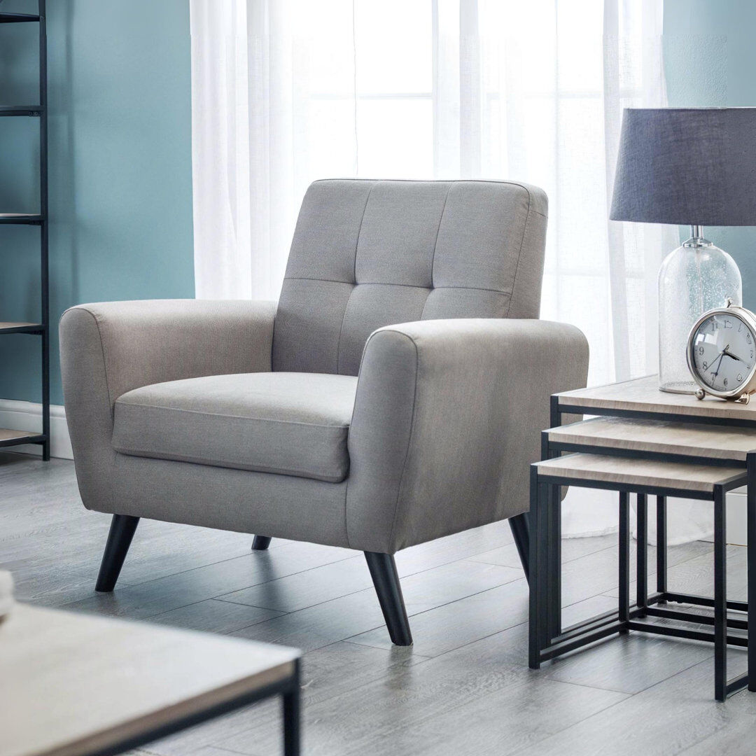 Zipcode Design Bostrom Upholstered Armchair Grey Linen 83cm H X 85cm W X 81cm D