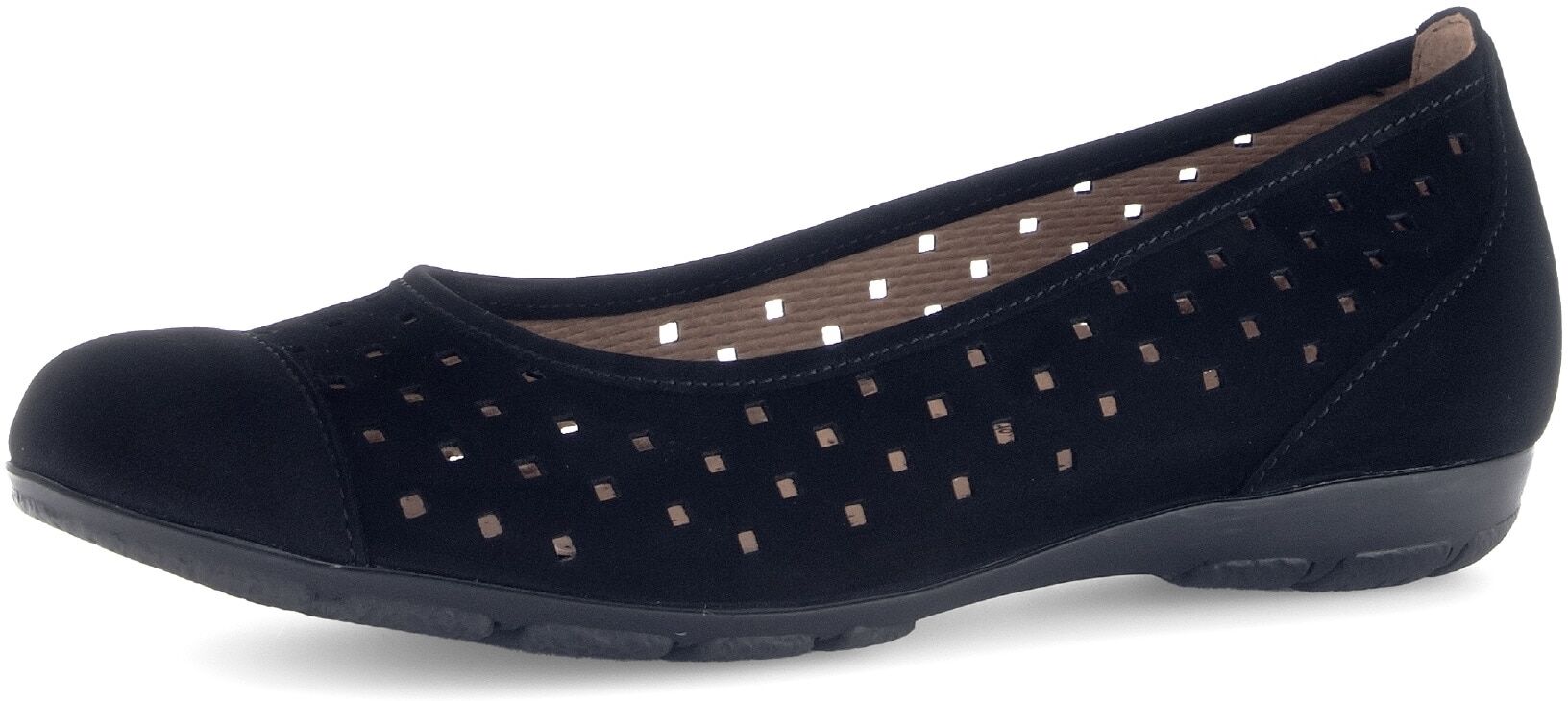 Ballerina GABOR, Damen, Gr. 36, Textil, schwarz, Nubukleder, unifarben, Schuhe Ballerina, Slipper, Businessschuh, Halbschuh mit Hovercraft Luftkammerlaufsohle