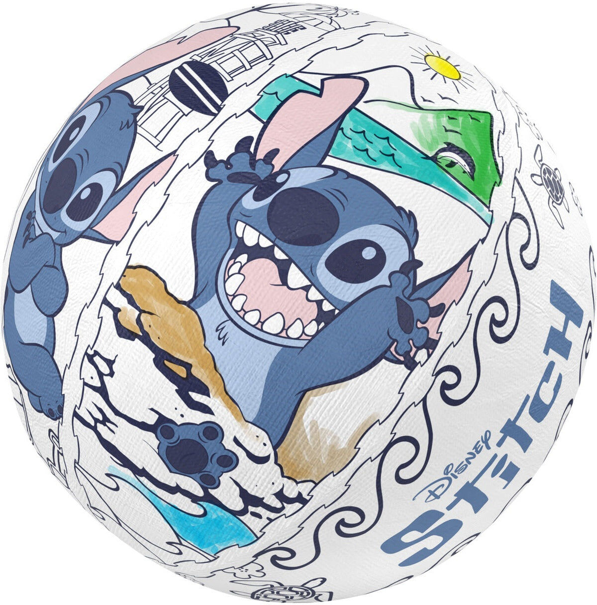 Ollyball Disney Stitch Colour-In Indoor Play Ball - Inflatable, Waterproof, Suitable for Ages 3 and Up