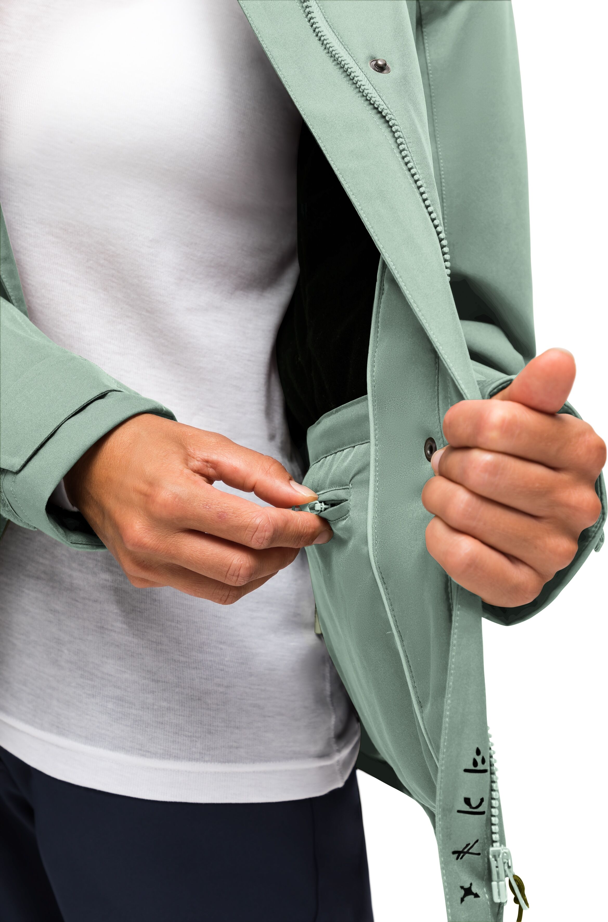 Maier Sports "Lisbon" warme Damen Jacke, wattierte Regenjacke, wasserdicht + atmungsaktiv seegrün 50
