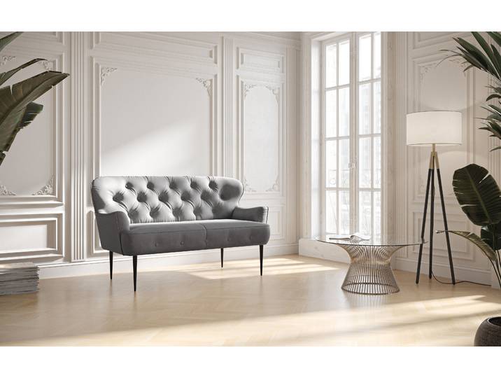 2-Sitzer OTTO HOME Amber , grau, B:153cm H:97cm T:87cm, 90% Polyester, 10% Polyamid, Sofas, mit Knopfheftung,in verschieden Stoffarten