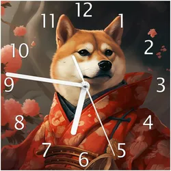 Wallario Uhr 30 x 60 cm, weiße Zeiger Samurai Shiba