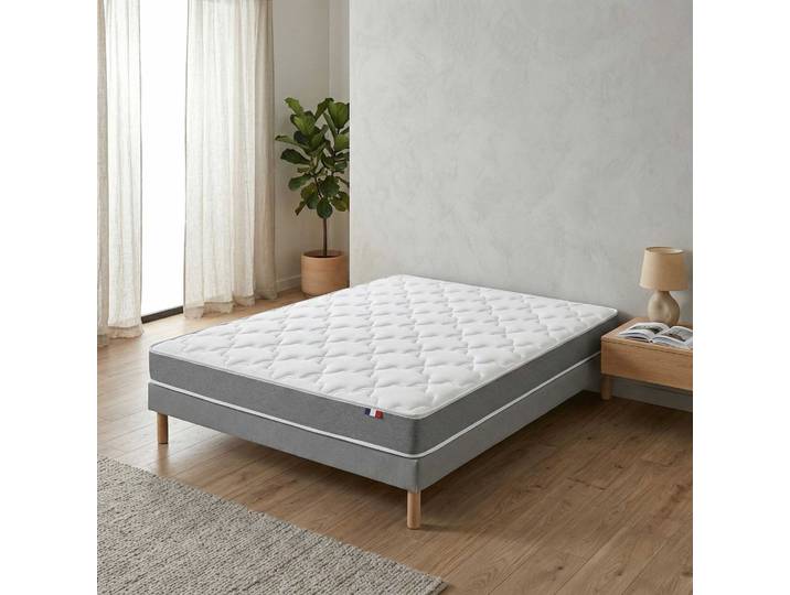 Ensemble Matelas Mousse 25kg/m3 H16 Sommier En Kit 140x200gris