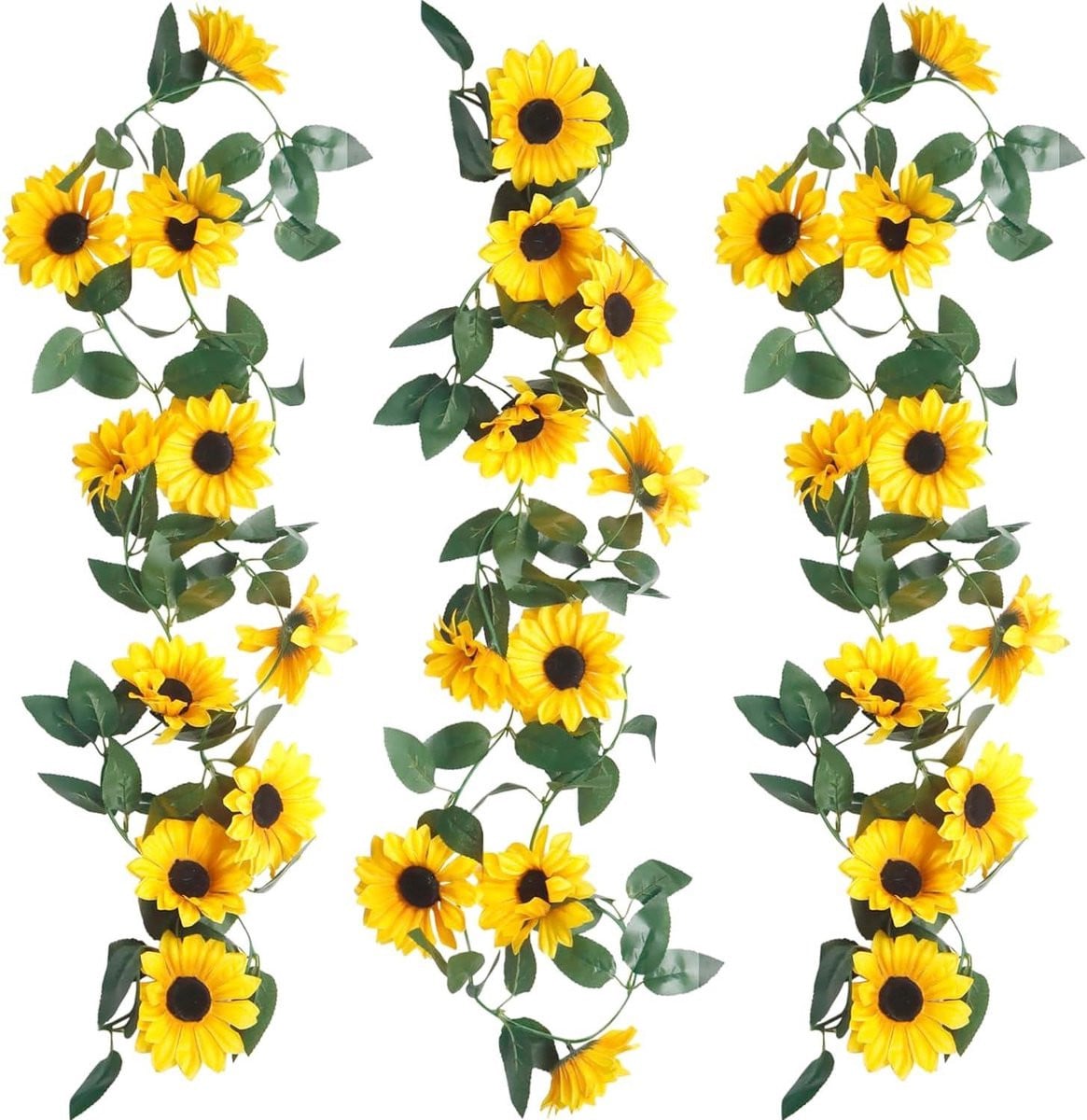 Zonnebloem Slinger met 10 Kunstbloemen - Geel - 245 cm
