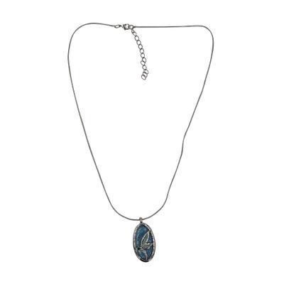Lange Kette STEUER "Halskette, silberfarben, mit Anhänger Libelle", blau, Halsketten, Damen, 45+7cm, Metall, L: 52 B: 18mm, glänzend, B:18mm