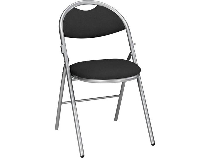 Lot de 2 - Chaises pliantes SUPER CONFORT, tissu non feu noir, piétement aluminium - Chaises pliantes - Bruneau