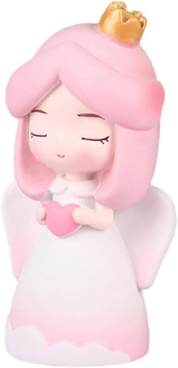 Engel Beeldje Roze - Hars Decoratie - Hoogte: 10 cm