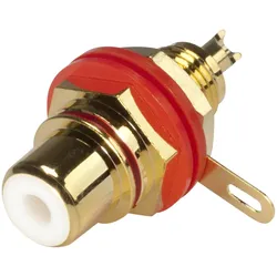 HICON Cinch (RCA), 2-pol , Metall-, Löttechnik-Einbaubuchse, vergoldete(r) Kontakt(e), Gewinde, gold