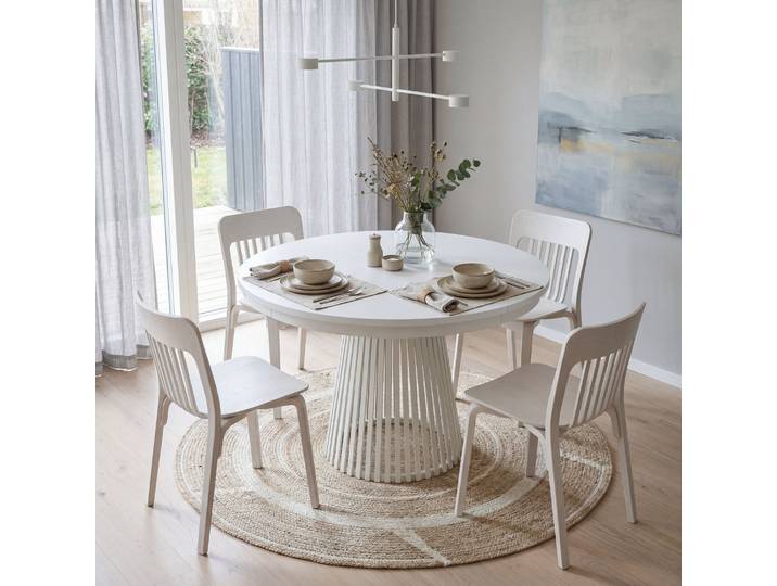 Esstisch TRAVIS 100 cm - 180 cm x 100 cm x 76,6 cm, Weiß x Beine Kaschmir