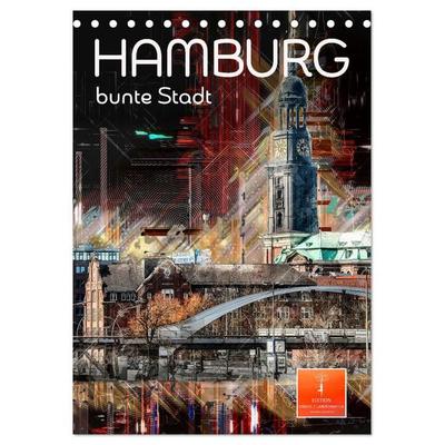 Hamburg bunte Stadt (Tischkalender 2027 DIN A5 hoch), CALVENDO Monatskalender