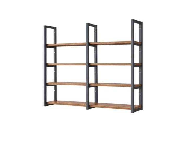 Wandmontierte Regaleinheit, Schwimmendes Offenes Aufbewahrungsregal Mit Metallrahmen und Holzoptik für Wohnzimmer, Schlafzimmer und Badezimmer(140x28x138cm/55x11x54in)