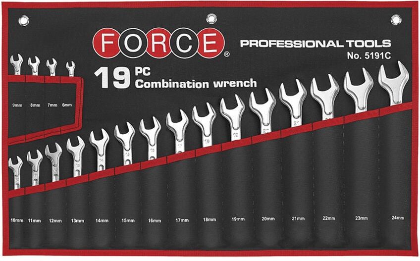 FORCE 5191C Spanner Set, ring / open ended
