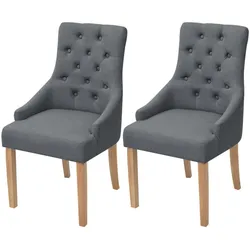 vidaXL Esszimmerstühle 2 Stk. Dunkelgrau Stoff