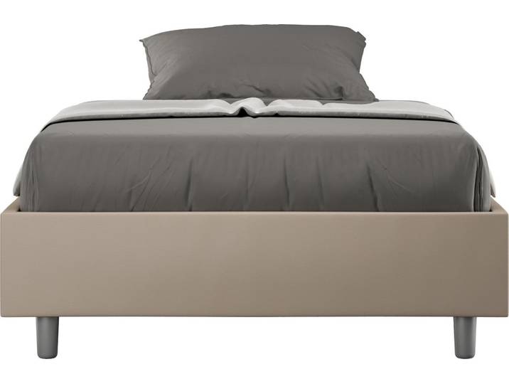 ITYHOME - Cadre de lit 1 place et demi coffre rembourré 120x190 similicuir taupe Azelia
