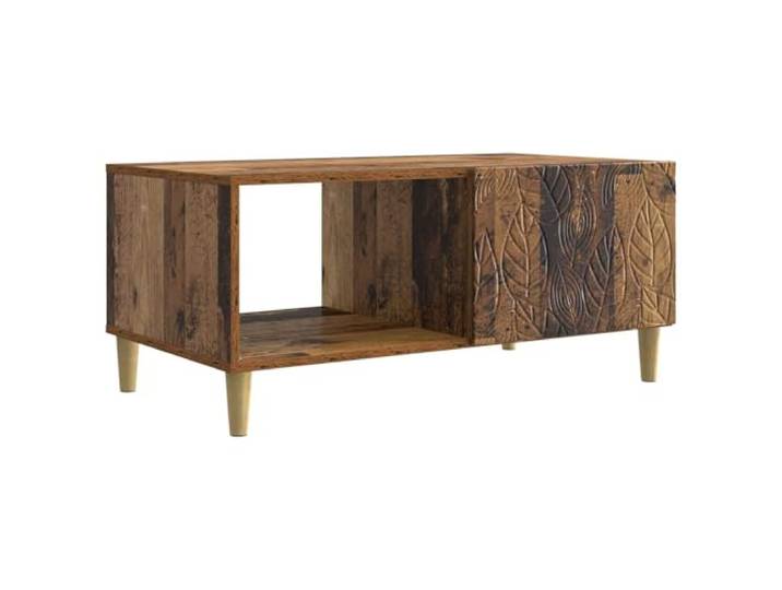 fsahslih Couchtisch 90x50x40 cm Holzwerkstoff Wohnzimmertisch Braun Stabiler Beistelltisch mit Eukalyptus-Beinen und Ablagefach für Wohnzimmer sowie offene Wohnkonzepte. Bis 60 kg belastbar.